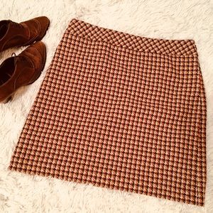 LOFT burgundy & brown checked skirt - lined, sz 10
